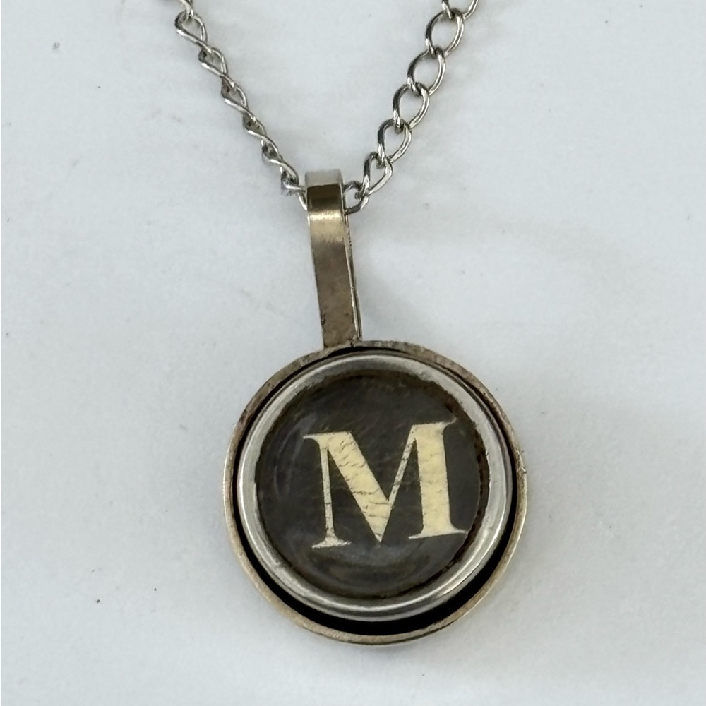 M Initial typewriter key Pendant Necklace